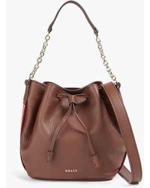 Bally Adria Pebbled-Leather Bucket Bag - Brown