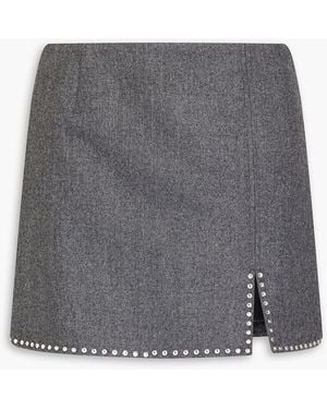 Sandro Crystal-embellished Wool-twill Mini Skirt - Gray