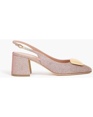 Rupert Sanderson Myola Embellished Iridescent Lamé Slingback Pump - Pink