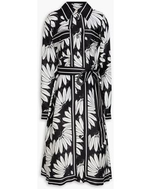 FARM Rio Floral-print Satin Midi Shirt Dress - White