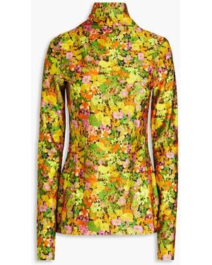 Philosophy Di Lorenzo Serafini Floral-print Stretch-jersey Turtleneck Top - Yellow
