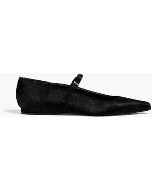 Loulou de Saison Leone Calf Hair Mary Jane Flats - Black