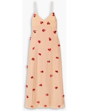 Ulla Johnson Eve Embellished Silk-Chiffon Midi Dress - Pink