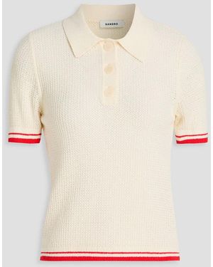 Sandro Striped Cotton-blend Polo Shirt - Natural