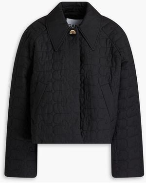 Ganni Quilted Ripstop Jacket - Black