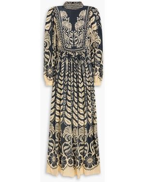 FARM Rio Printed Crepe De Chine Maxi Dress - Blue