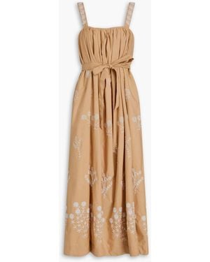 Mother More is more midikleid aus baumwollpopeline mit stickereien - Natur