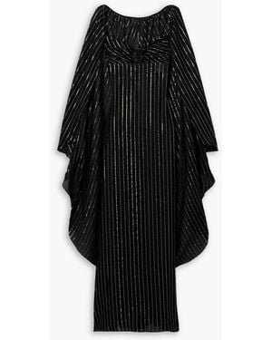 Johanna Ortiz Promise Of Splendor Metallic Striped Silk-Blend Chiffon Maxi Dress - Black
