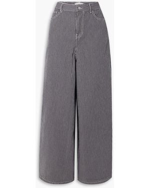 Frankie Shop Sasha Striped High-Rise Wide-Leg Jeans - Grey