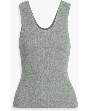 The Elder Statesman Delicash Ribbed Cashmere And Silk-Blend Tank - Gray