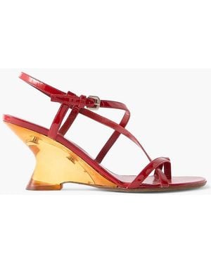Dries Van Noten Patent-Leather Wedge Sandals - Pink