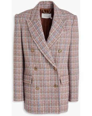 Zimmermann Double-Breasted Tweed Blazer - Brown
