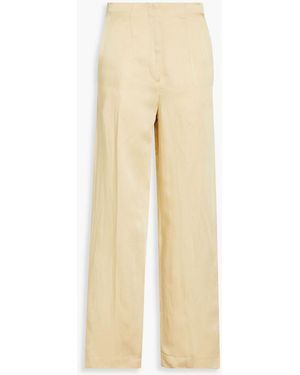 Sandro Pleated Satin Wide-leg Trousers - Natural