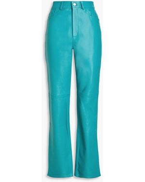 Wandler Aster Leather Straight-leg Trousers - Blue