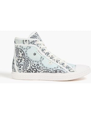 Zimmermann Paisley-print Linen-canvas High-top Sneakers - Blue