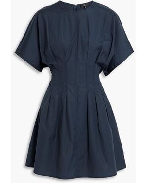 Rag & Bone Maddie Pleated Cotton-Poplin Mini Dress - Blue