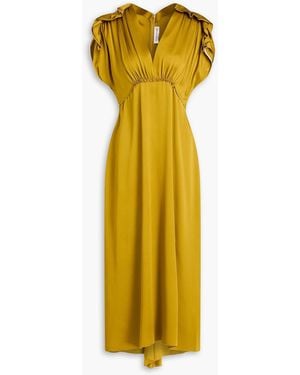 Victoria Beckham Ruffled Satin-crepe Midi Dress - Yellow