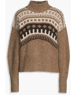 Autumn Cashmere Fair Isle Cashmere Turtleneck Jumper - Natural
