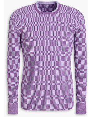 Jacquemus La Maille Gelati Checked Ribbed Cotton-Blend Jumper - Purple