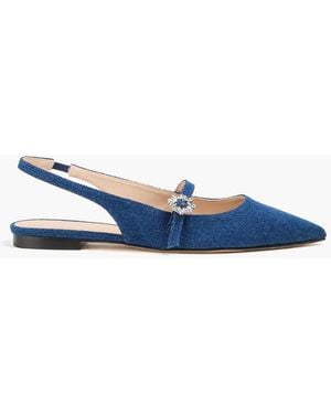 Stuart Weitzman Aura Denim Slingback Mary Jane Flats - Blue