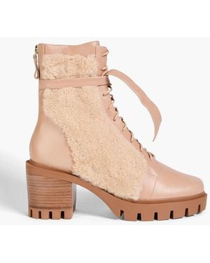 Alexandre Birman Combat boots "clarita" aus shearling mit schleife - Natur
