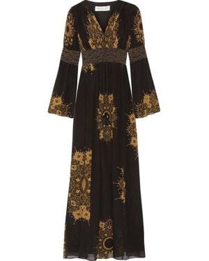 Rachel Zoe Blair Embellished Printed Crinkled Silk-Chiffon Gown - Black