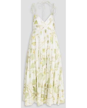Erdem Tiered Floral-Print Cotton Maxi Dress - White
