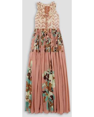 Yvonne S Hippy Tiered Gathered Printed Cotton-voile Maxi Dress - White