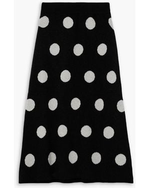 BATSHEVA Saga Polka-dot Merino Wool And Cashmere-blend Midi Skirt - Black