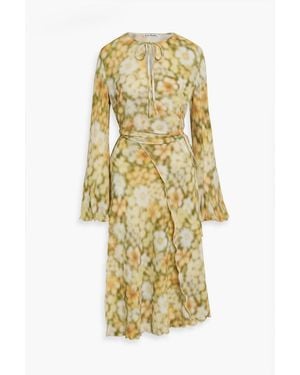 Acne Studios Wrap-Effect Printed Satin-Crepe Midi Dress - Metallic