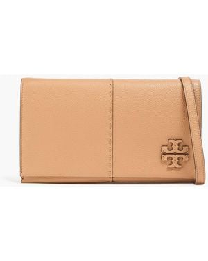 Tory Burch Mcgraw Pebbled-Leather Shoulder Bag - Natural