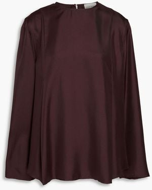 Loulou de Saison Adalyn Pleated Silk-twill Top - Purple