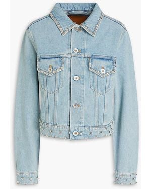 Rabanne Cropped Studded Denim Jacket - Blue