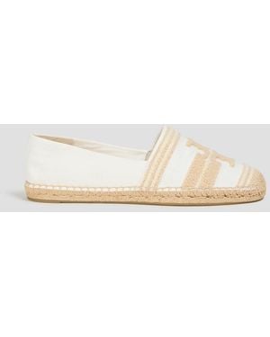 Tory Burch Double T Bouclè -trimmed Canvas Espadrilles - White