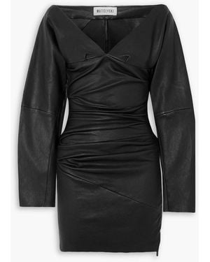 Maticevski Facets Ruched Leather Mini Dress - Black