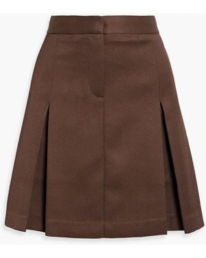 Co. Pleated Slub-twill Mini Skirt - Brown