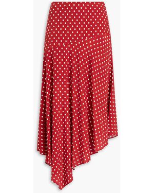 Veronica Beard Rosemary Asymmetric Polka-Dot Silk Crepe De Chine Maxi Skirt - Red