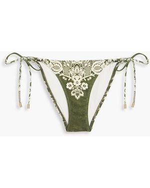 Zimmermann Floral-print Low-rise Bikini Briefs - Green