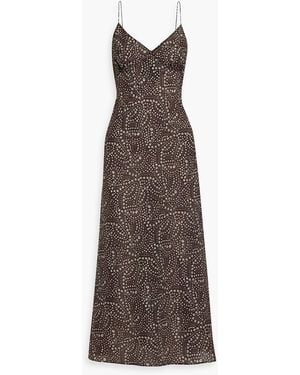 Matteau Floral-Print Silk-Voile Midi Slip Dress - Brown