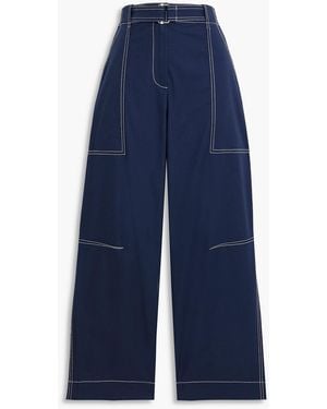 Jonathan Simkhai Kairi cropped hose aus canvas aus einer baumwollmischung mit weitem bein und gürtel - Blau