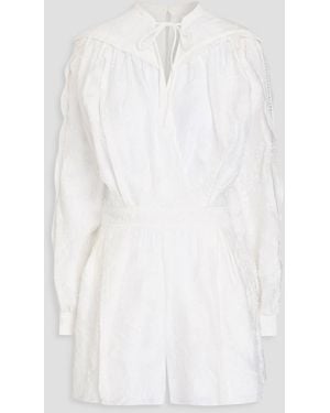 IRO Wrap-effect Pleated Devoré Playsuit - White