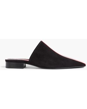 Ferragamo Selestina Suede And Patent-Leather Slippers - Black