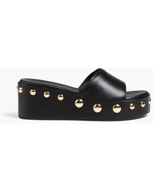 Maje Embellished Leather Platform Mules - Black
