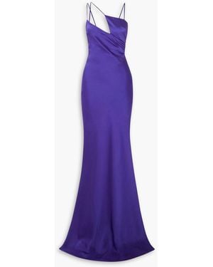 The Attico Melva Cutout Satin Maxi Dress - Purple