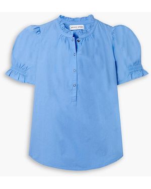 Apiece Apart Los Altos Ruffled Cotton-poplin Top - Blue