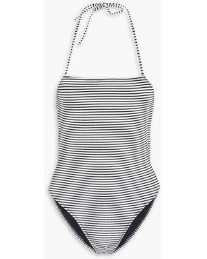 Solid & Striped The zaria badeanzug aus seersucker mit streifen - Weiß