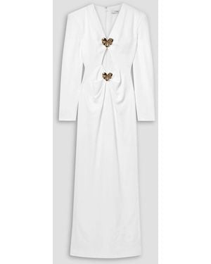 Et Ochs Melody Embellished Cutout Stretch-cady Gown - White