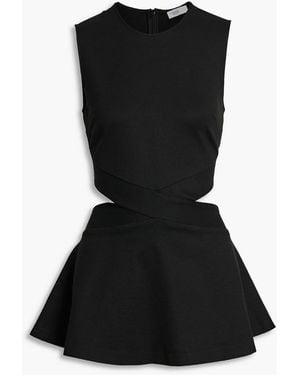 Rosetta Getty Cutout Stretch-knit Peplum Top - Black