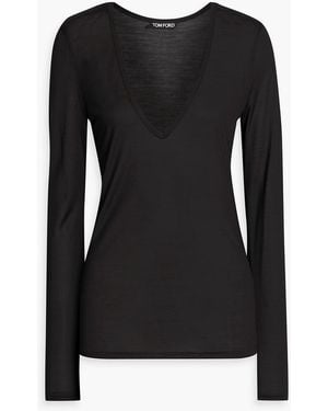 Tom Ford Silk-Jersey Top - Black