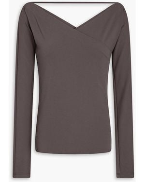 Fabiana Filippi Wrap-Effect Stretch-Jersey Top - Brown